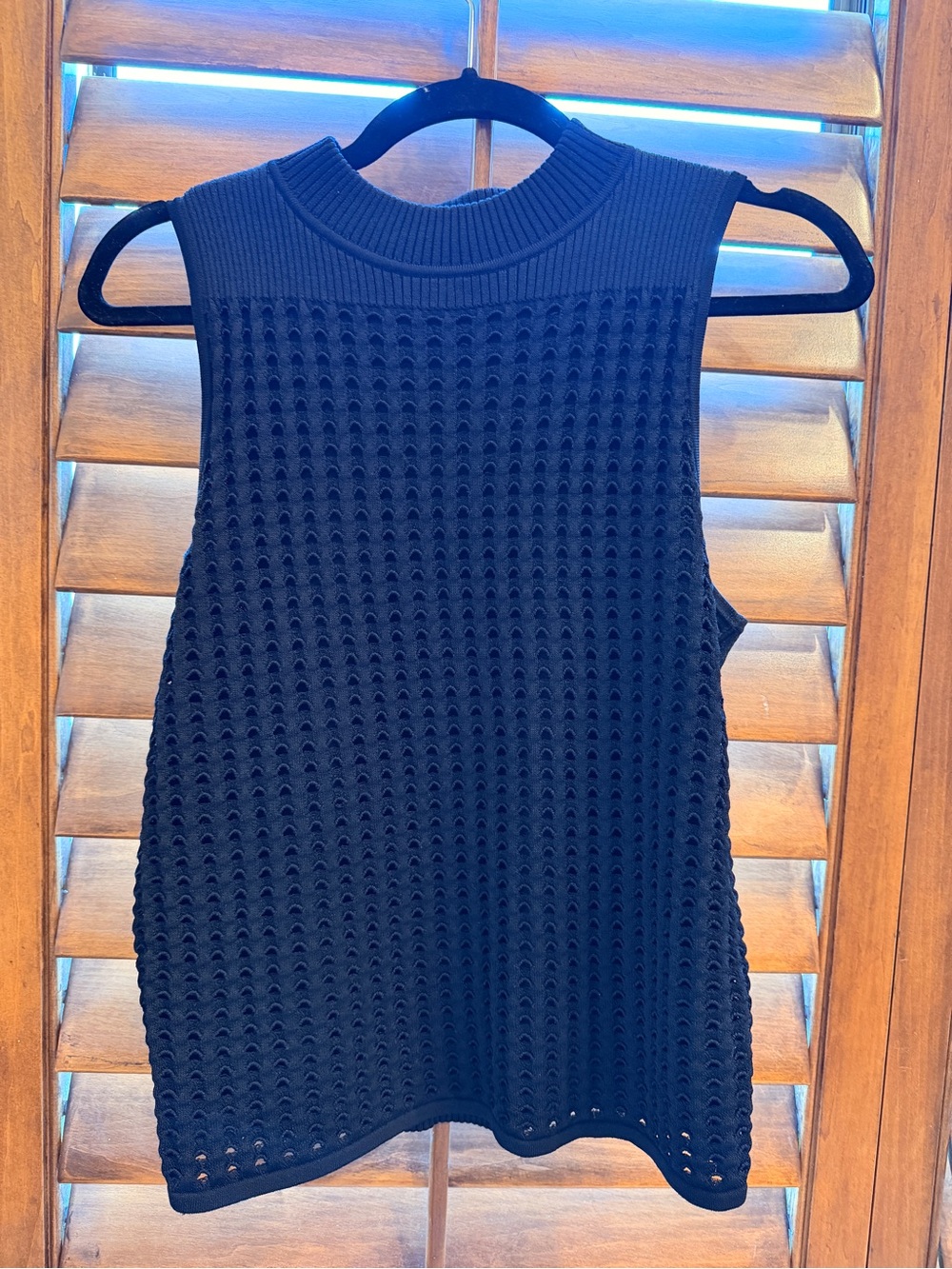 rag & bone Black Sleeveless Openwork Knit Tank